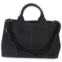 Black Canvas White Logo Small Canapa Tote