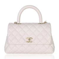 Light Pink Quilted Caviar Mini Coco Top Handle Handbag
