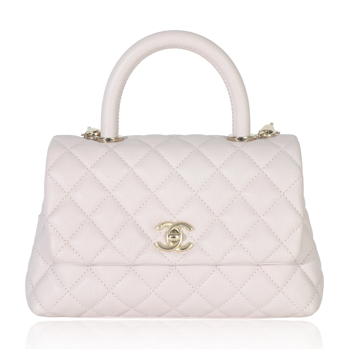 Light Pink Quilted Caviar Mini Coco Top Handle Bag