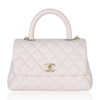 Light Pink Quilted Caviar Mini Coco Top Handle Bag