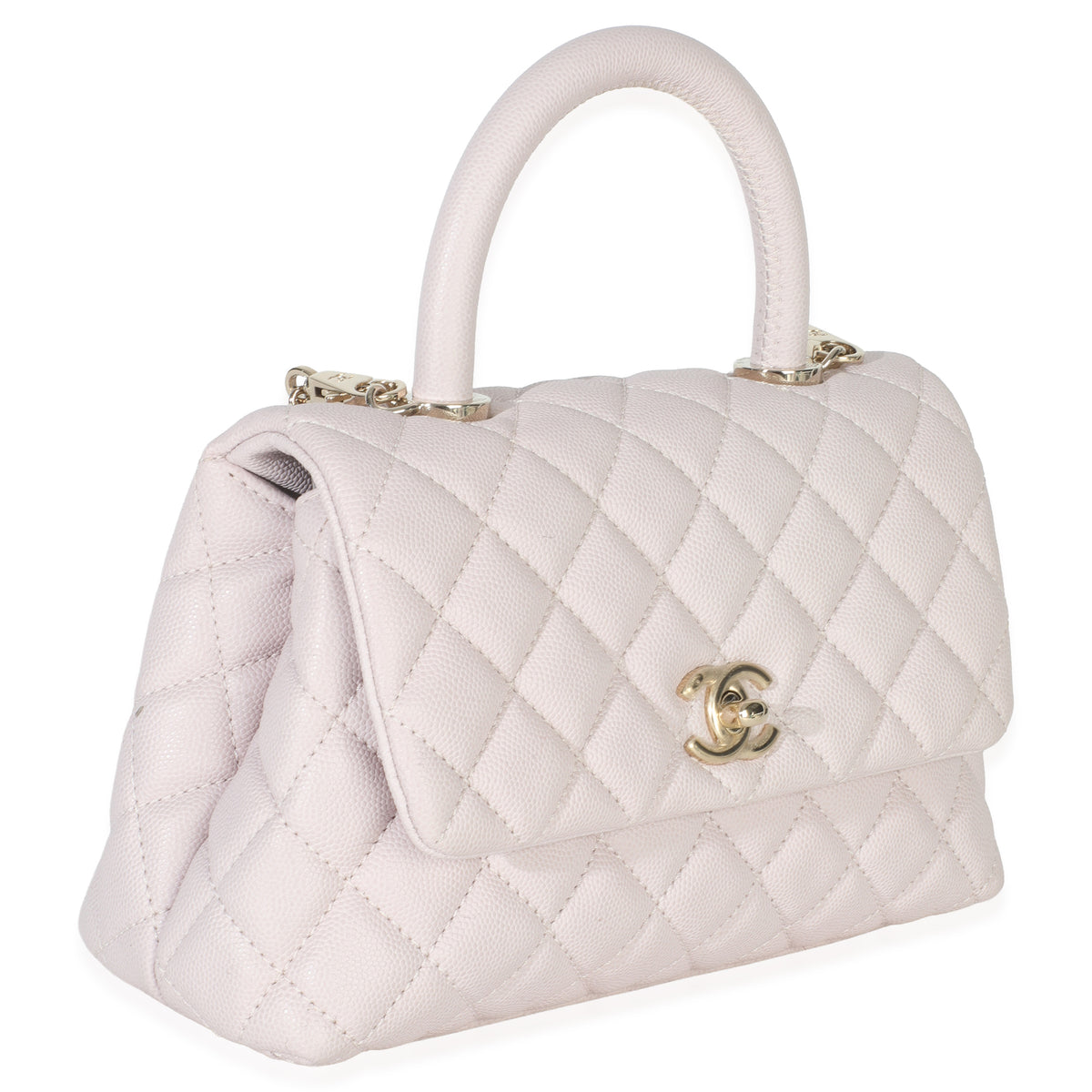 Light Pink Quilted Caviar Mini Coco Top Handle Handbag