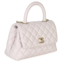 Light Pink Quilted Caviar Mini Coco Top Handle Handbag
