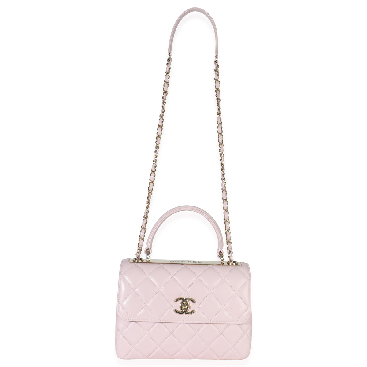 Light Pink Quilted Lambskin Small Trendy CC Dual Handle Flap Bag