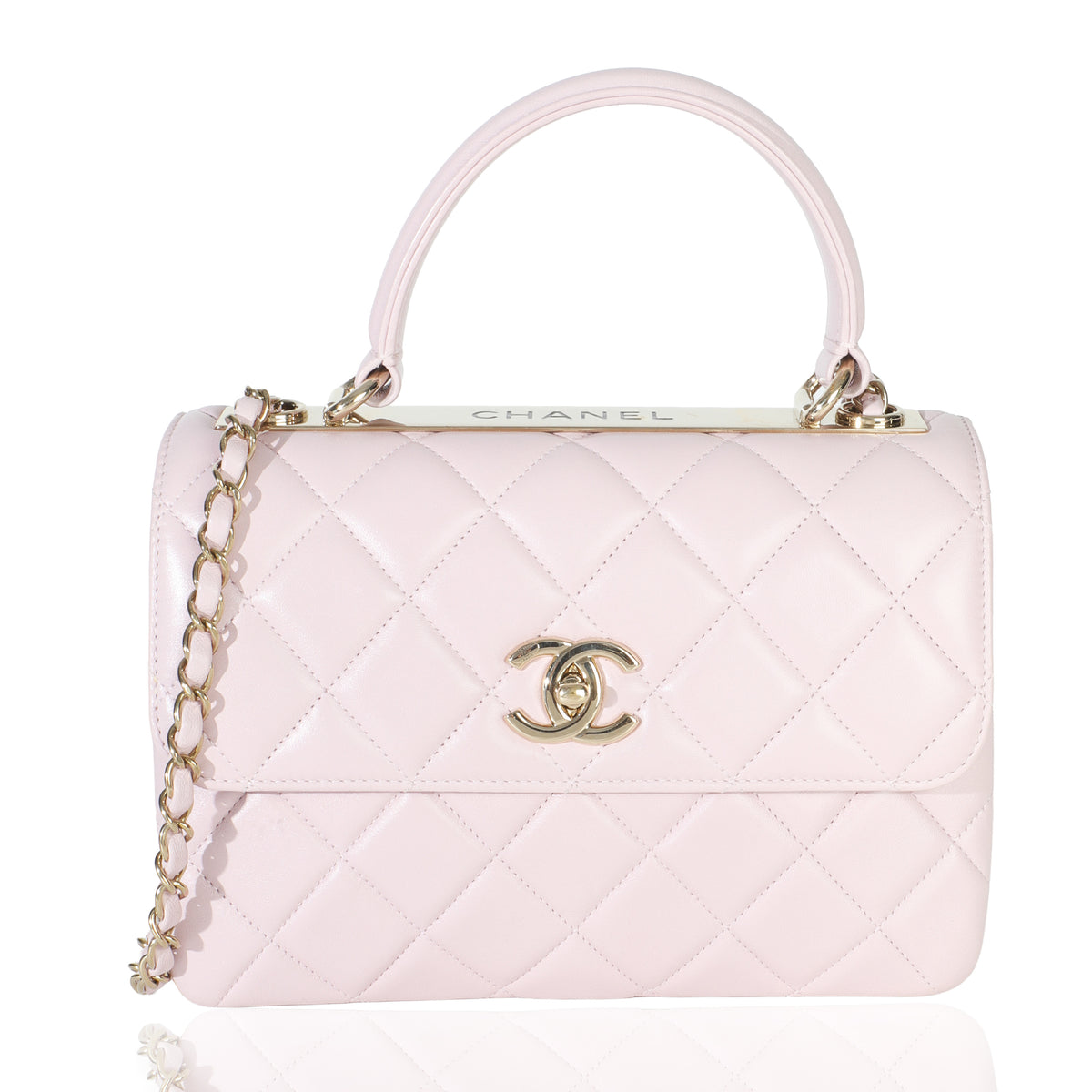 Light Pink Quilted Lambskin Small Trendy CC Dual Handle Flap Bag