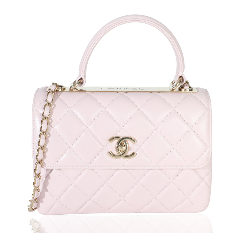 Light Pink Quilted Lambskin Small Trendy CC Dual Handle Flap Bag