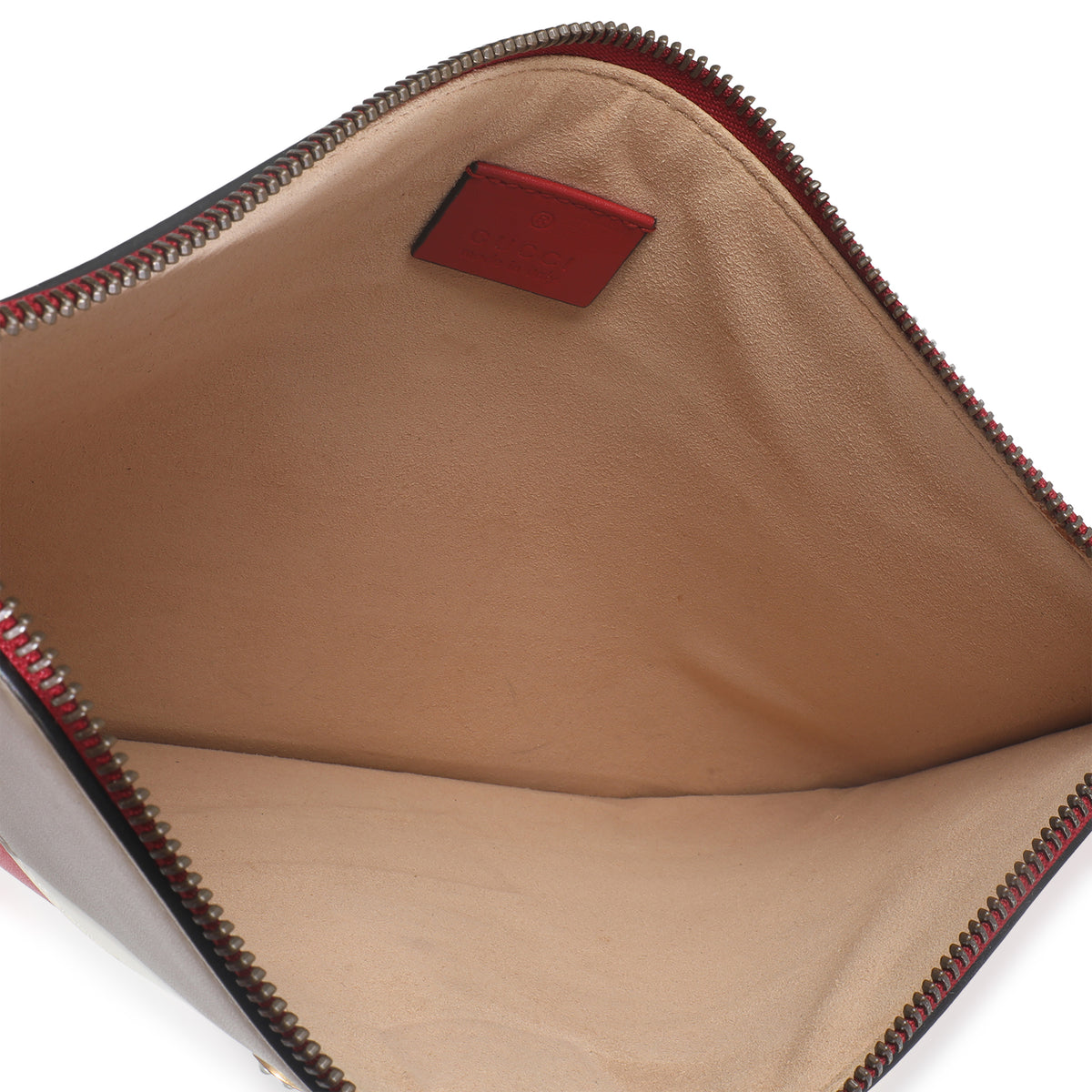 Gucci Red Navy Cream Calfskin Queen Margaret Flat Pouch Handbag av