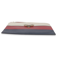 Gucci Red Navy Cream Calfskin Queen Margaret Flat Pouch Handbag stamp