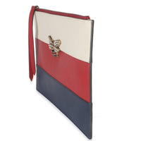 Gucci Red Navy Cream Calfskin Queen Margaret Flat Pouch Handbag sv