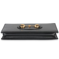 Gucci Black Azalea Calfskin Horsebit 1955 Wallet On Chain Handbag stamp