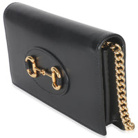 Gucci Black Azalea Calfskin Horsebit 1955 Wallet On Chain Handbag sv