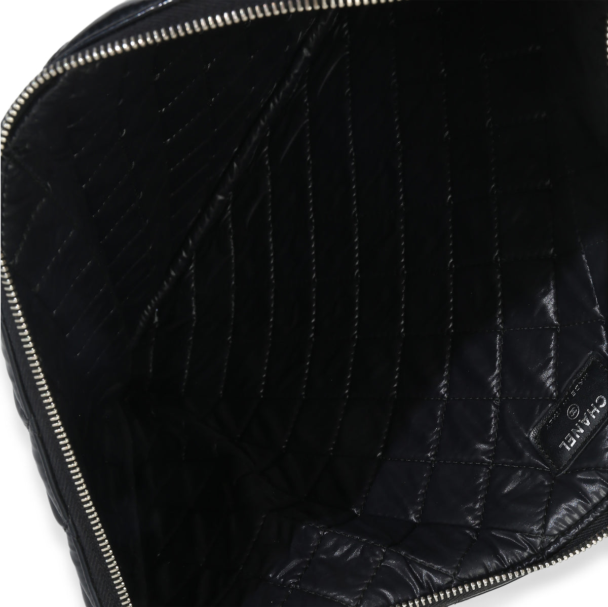 Chanel Black Quilted Patent Large Cosmetic O Case Handbag ad1