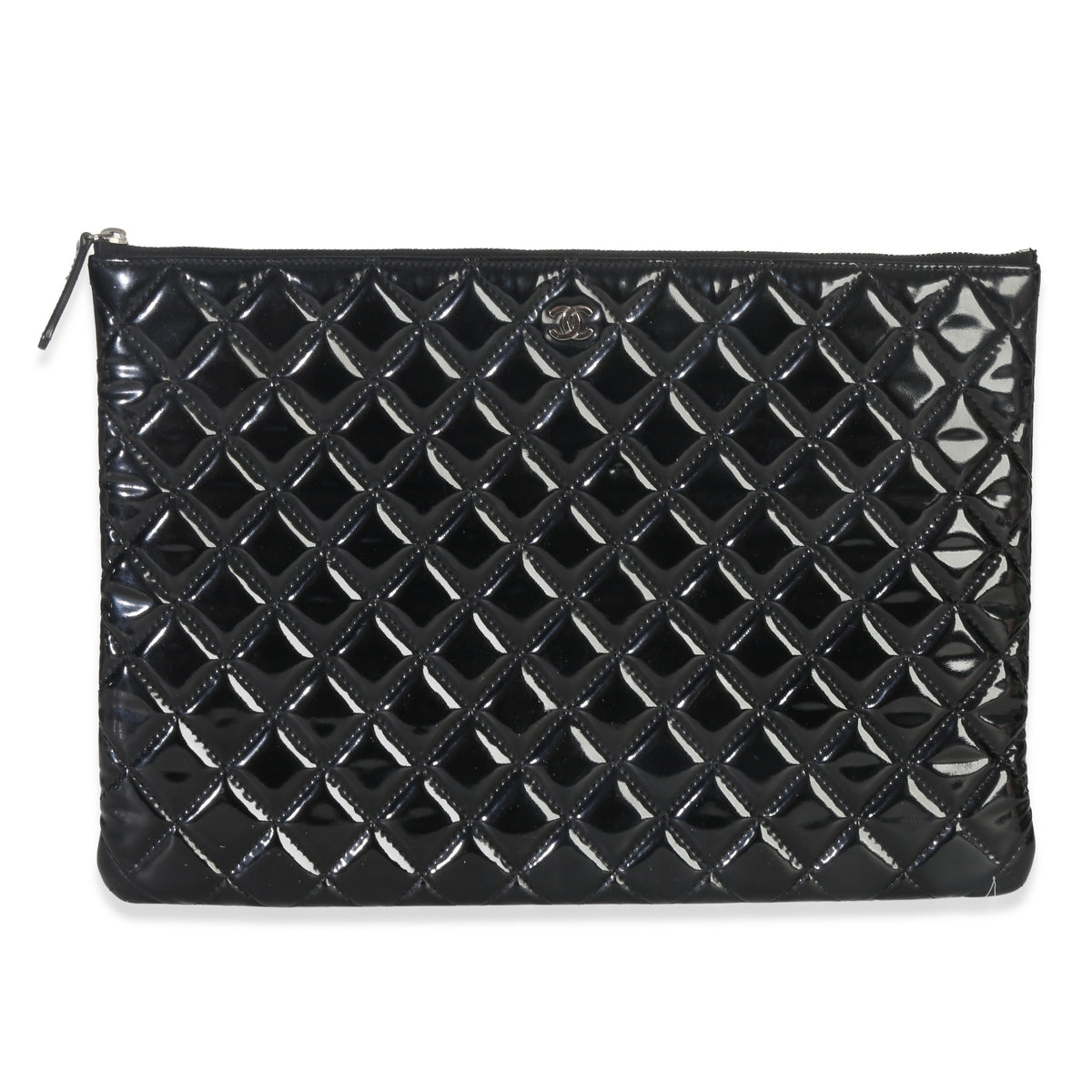 Black Quilted Patent Large Cosmetic O-Case