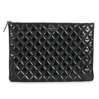 Black Quilted Patent Large Cosmetic O-Case