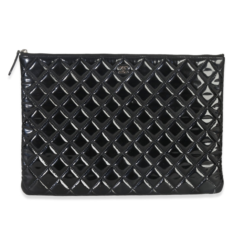 Black Quilted Patent Large Cosmetic O-Case