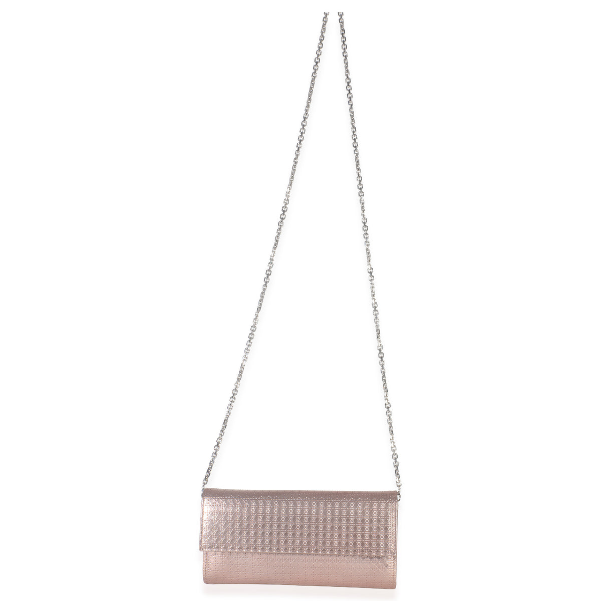 Christian Dior Pink Metallic Patent Micro Cannage Lady Dior Croisiere Wallet Handbag av