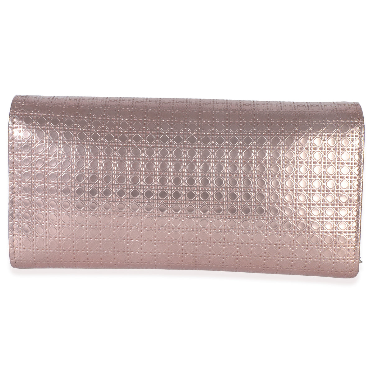 Christian Dior Pink Metallic Patent Micro Cannage Lady Dior Croisiere Wallet Handbag bv