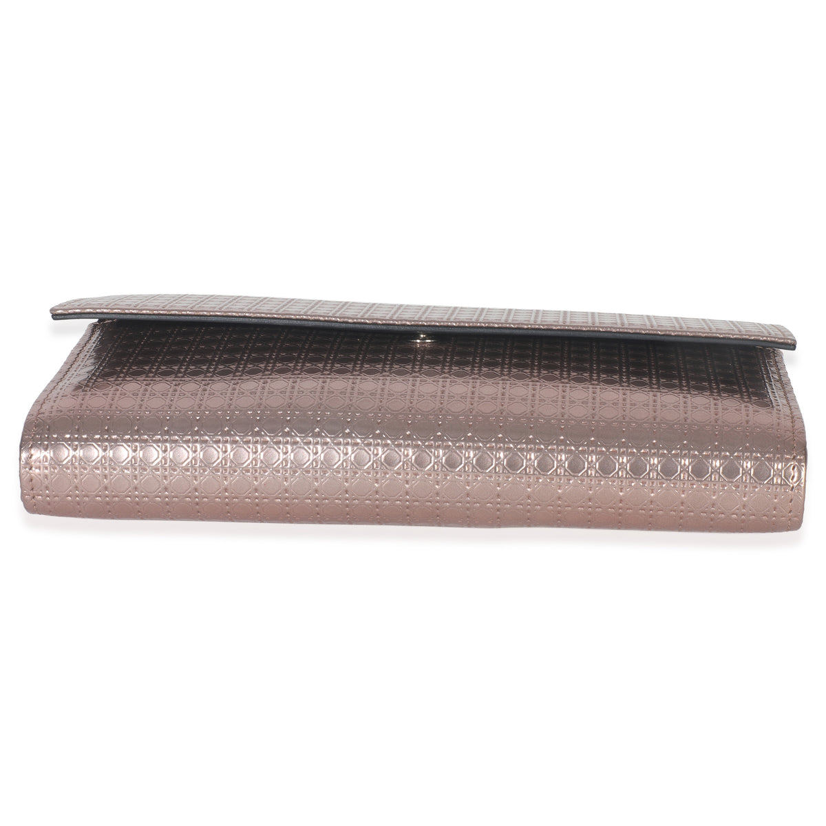 Christian Dior Pink Metallic Patent Micro Cannage Lady Dior Croisiere Wallet Handbag stamp