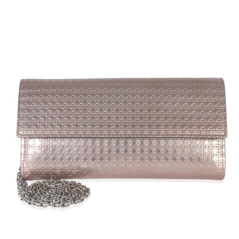 Pink Metallic Patent Micro Cannage Lady Dior Croisiere Wallet