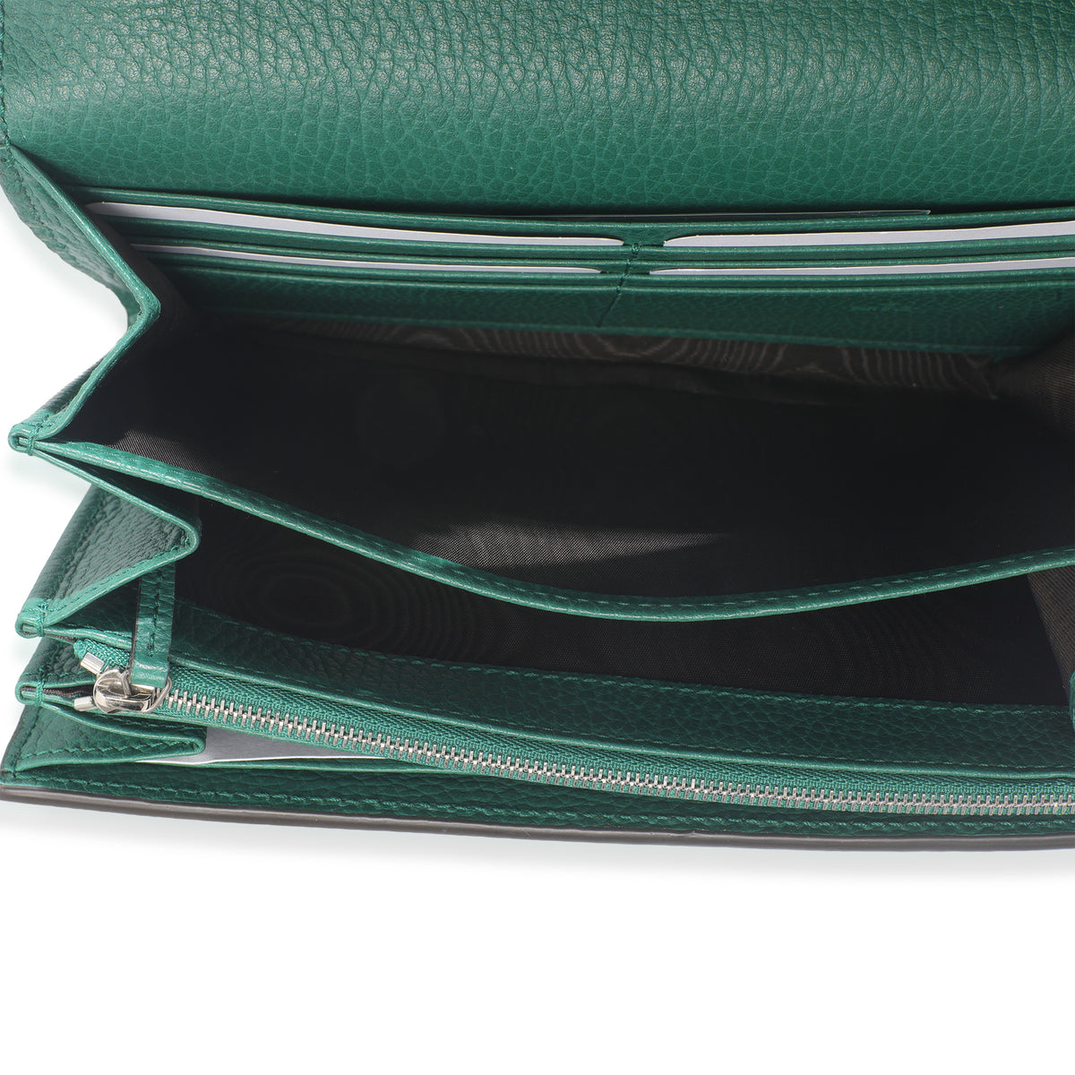 Gucci Emerald Pebbled Calfskin Dionysus Chain Wallet Handbag ad1