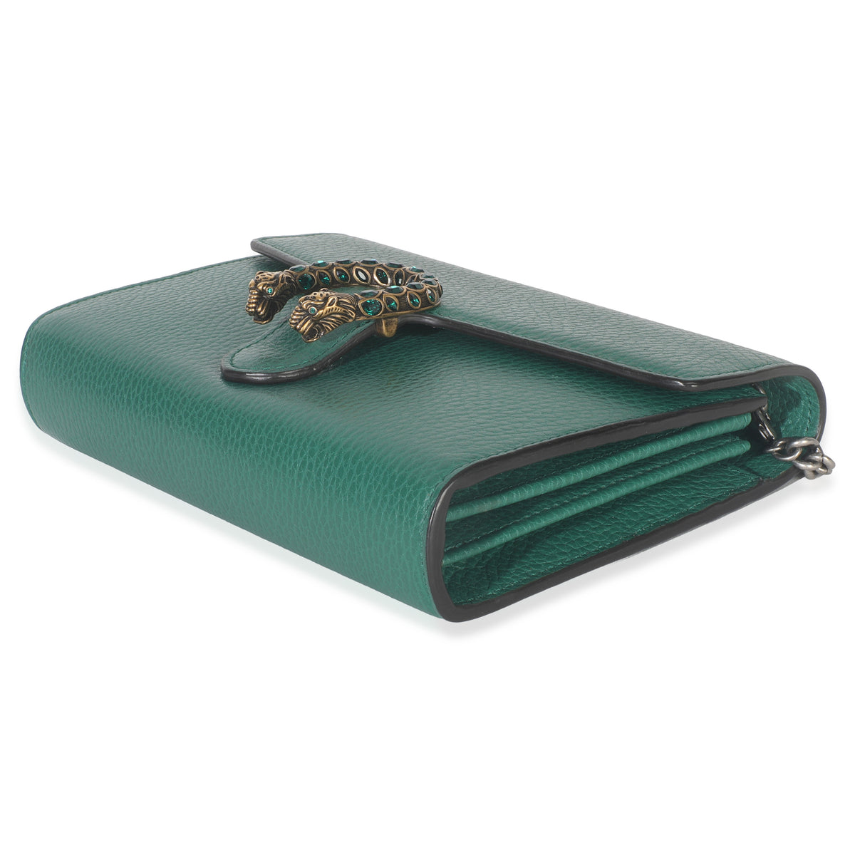 Gucci Emerald Pebbled Calfskin Dionysus Chain Wallet Handbag box