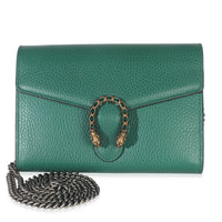 Gucci Emerald Pebbled Calfskin Dionysus Chain Wallet Handbag fv