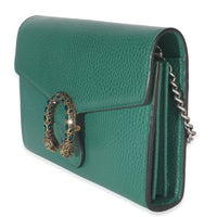 Gucci Emerald Pebbled Calfskin Dionysus Chain Wallet Handbag sv