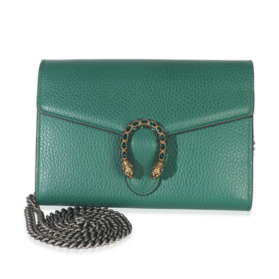 Emerald Pebbled Calfskin Dionysus Chain Wallet