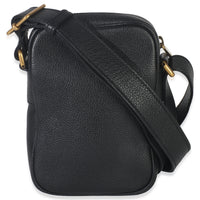 Gucci Black Pebbled Calfskin Vintage Logo Messenger Bag Handbag bv