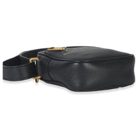Gucci Black Pebbled Calfskin Vintage Logo Messenger Bag Handbag clasp