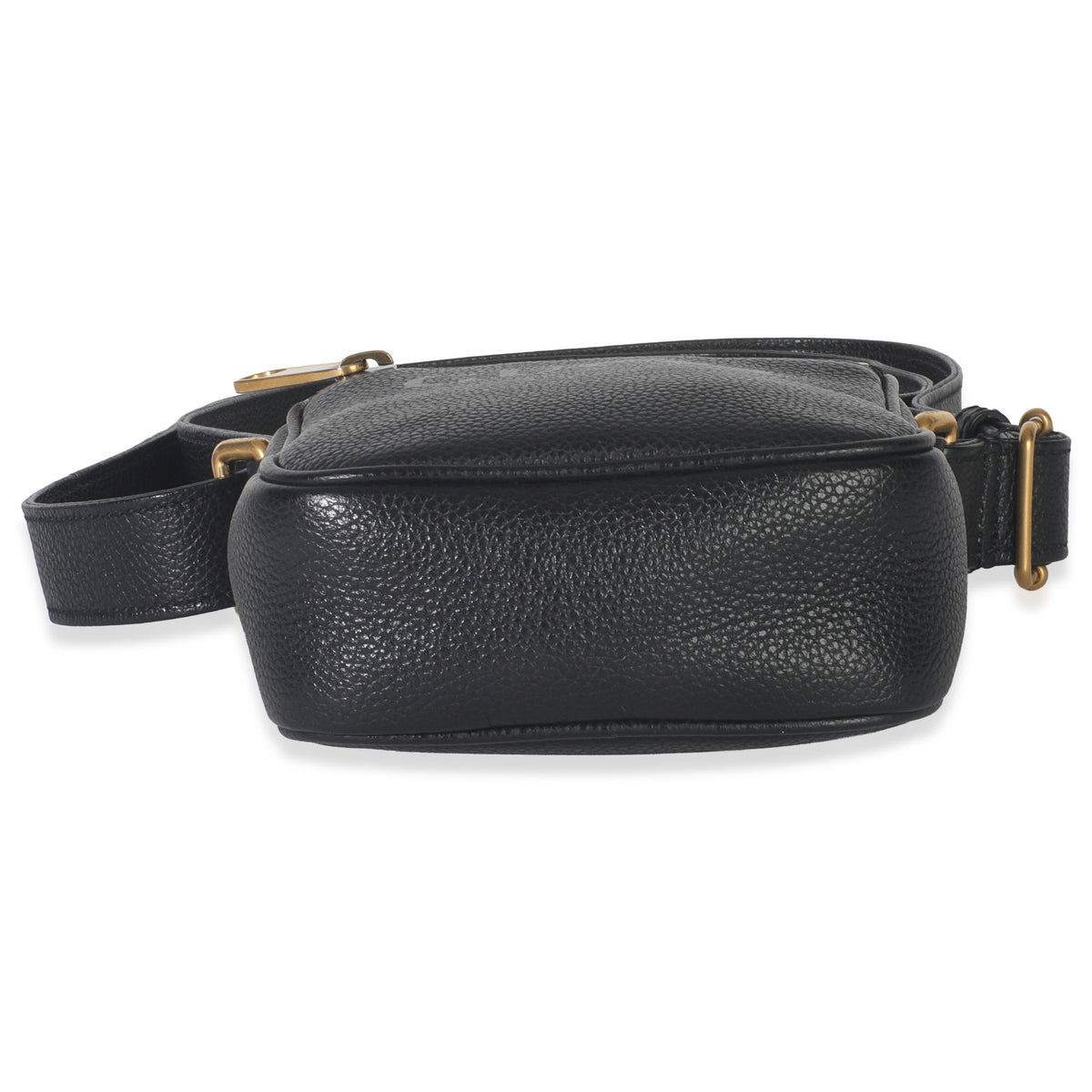 Gucci Black Pebbled Calfskin Vintage Logo Messenger Bag Handbag stamp