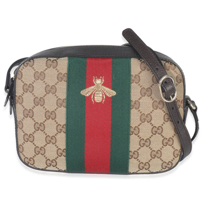 Gucci GG Supreme Canvas Web Small Webby Bee Shoulder Bag Handbag fv