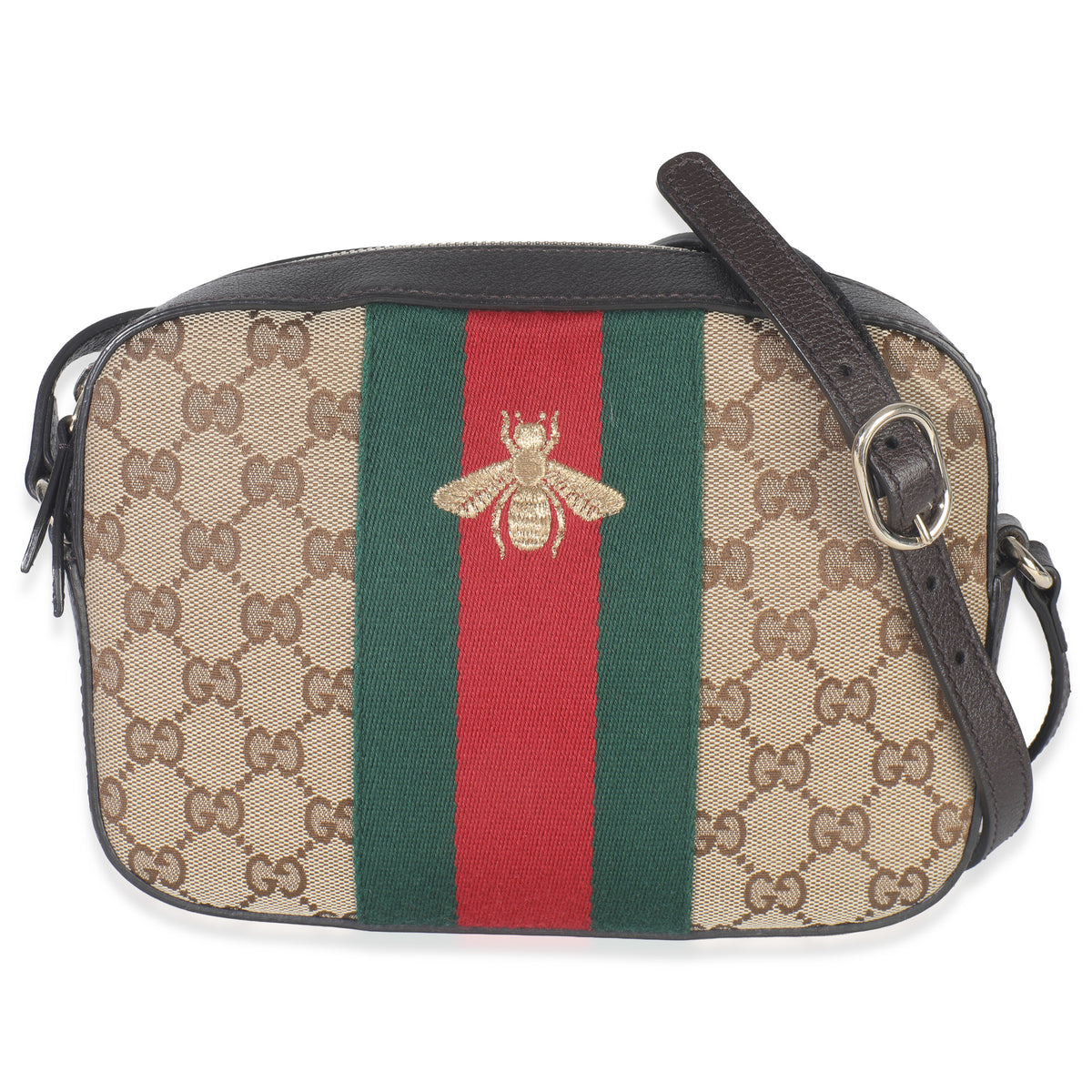Gucci GG Supreme Canvas Web Small Webby Bee Shoulder Bag Handbag fv