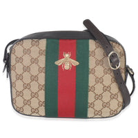 Gucci GG Supreme Canvas Web Small Webby Bee Shoulder Bag Handbag fv