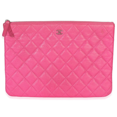 Chanel Pink Quilted Lambskin Medium Casino Beauty CC Cosmetic Case Handbag fv