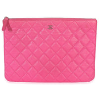 Chanel Pink Quilted Lambskin Medium Casino Beauty CC Cosmetic Case Handbag fv