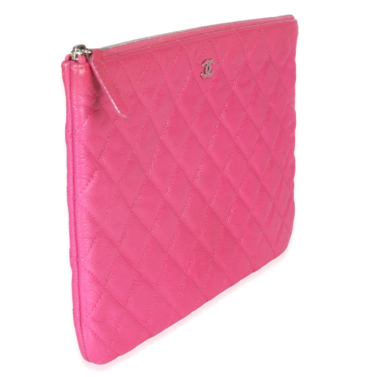 Chanel Pink Quilted Lambskin Medium Casino Beauty CC Cosmetic Case Handbag pv