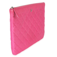 Chanel Pink Quilted Lambskin Medium Casino Beauty CC Cosmetic Case Handbag pv