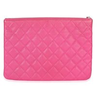 Pink Quilted Lambskin Medium Casino Beauty CC Cosmetic Case
