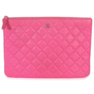 Pink Quilted Lambskin Medium Casino Beauty CC Cosmetic Case