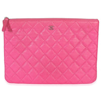 Pink Quilted Lambskin Medium Casino Beauty CC Cosmetic Case