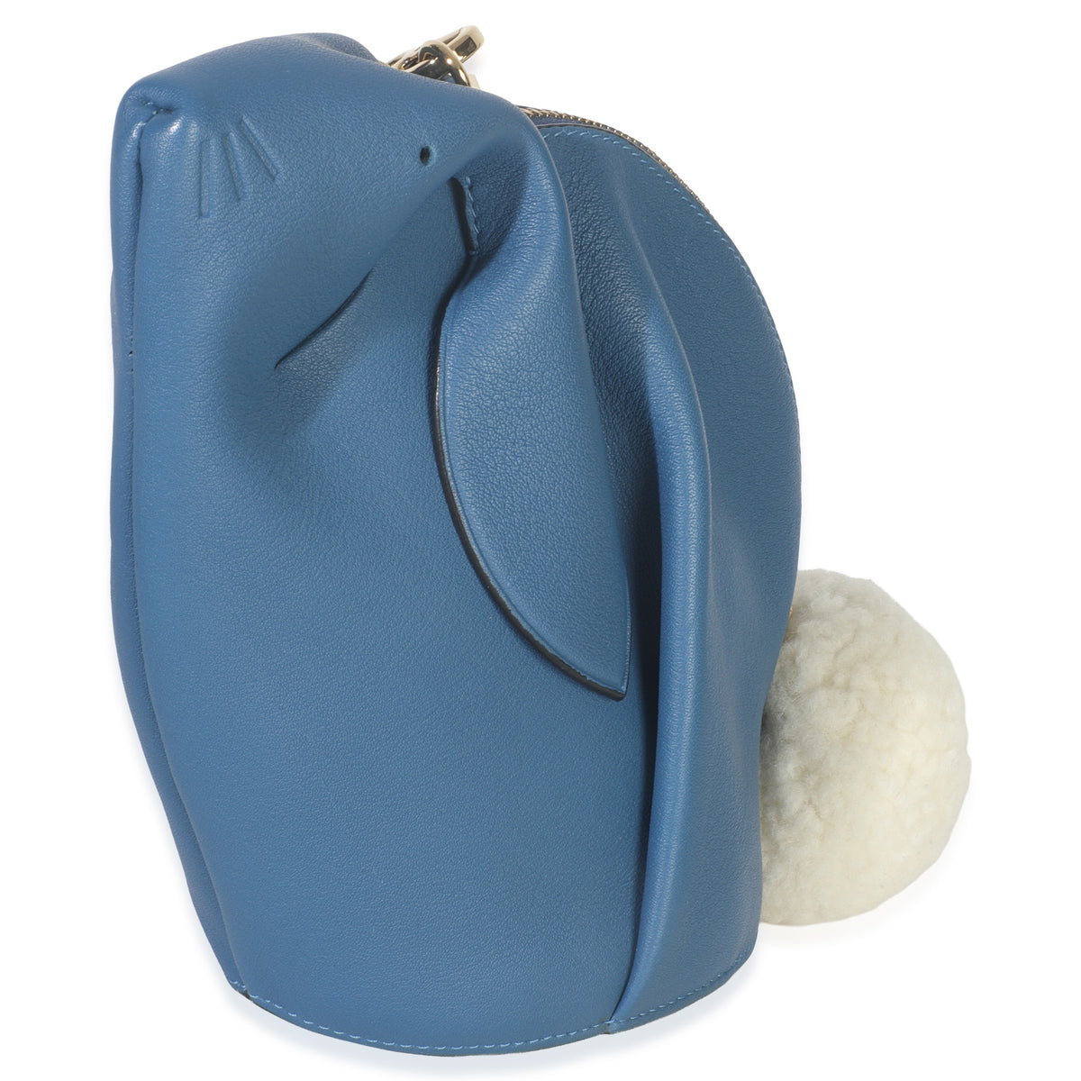 Loewe Blue Calfskin Shearling Mini Bunny Crossbody Handbag bv
