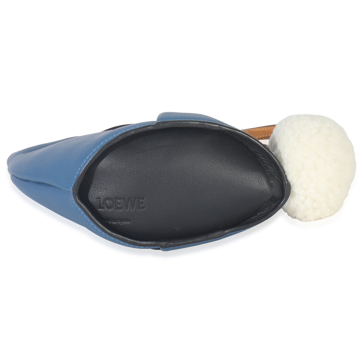 Blue Calfskin Shearling Mini Bunny Crossbody