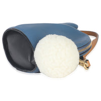 Blue Calfskin Shearling Mini Bunny Crossbody