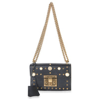 Black Calfskin Pearl GG Stud Small Padlock Shoulder Bag