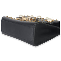 Black Calfskin Pearl GG Stud Small Padlock Shoulder Bag