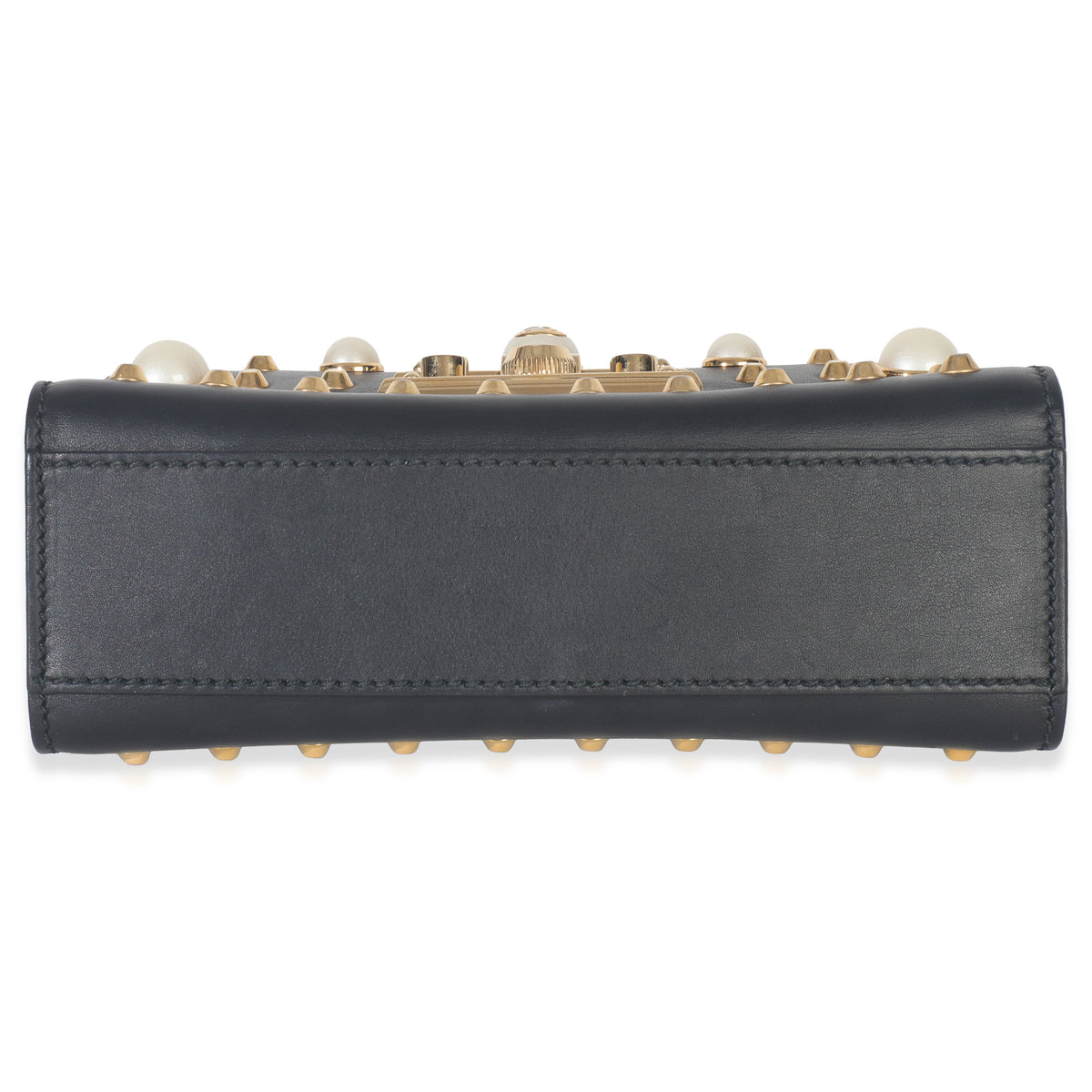 Black Calfskin Pearl GG Stud Small Padlock Shoulder Bag