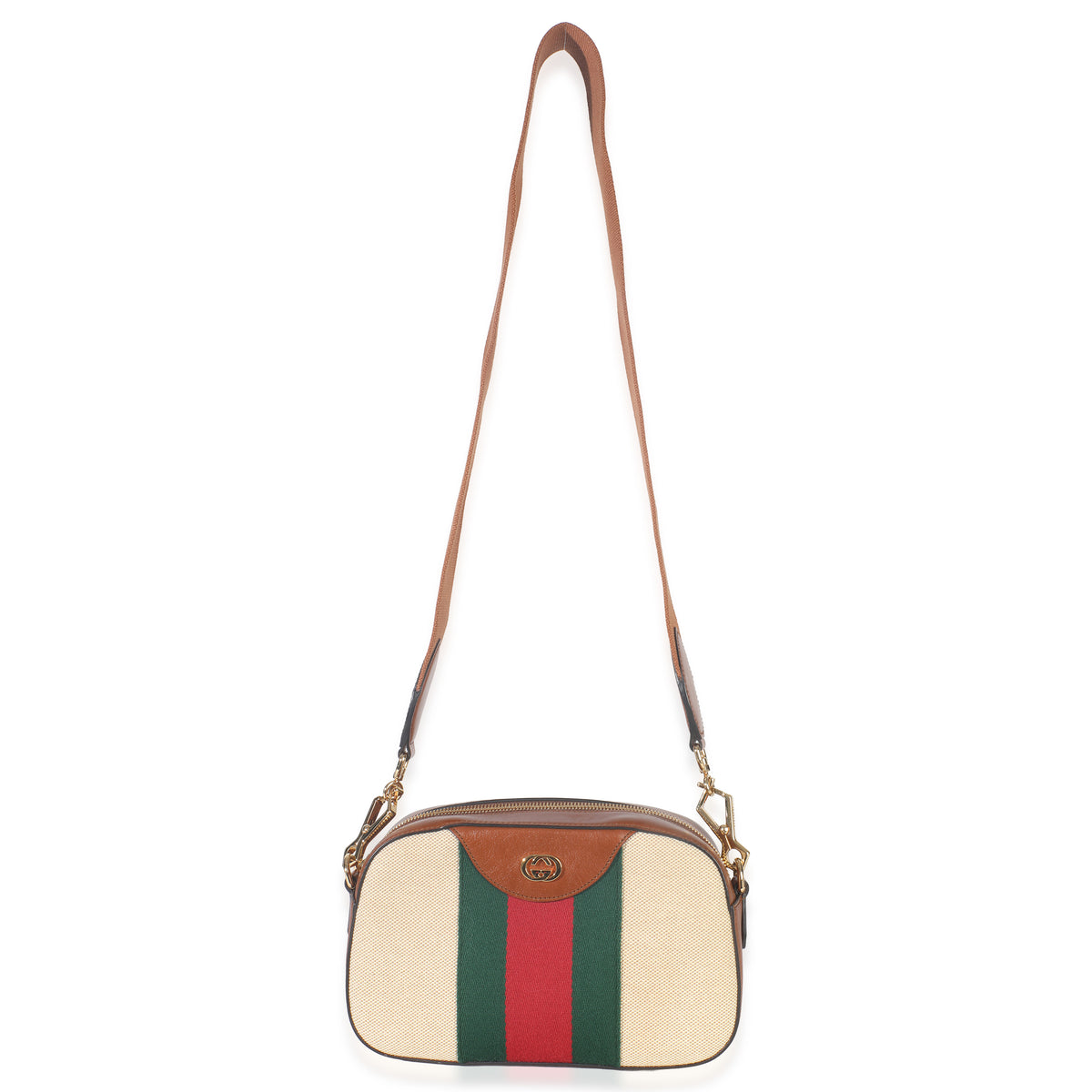 Beige Canvas Vintage GG Web Crossbody Bag