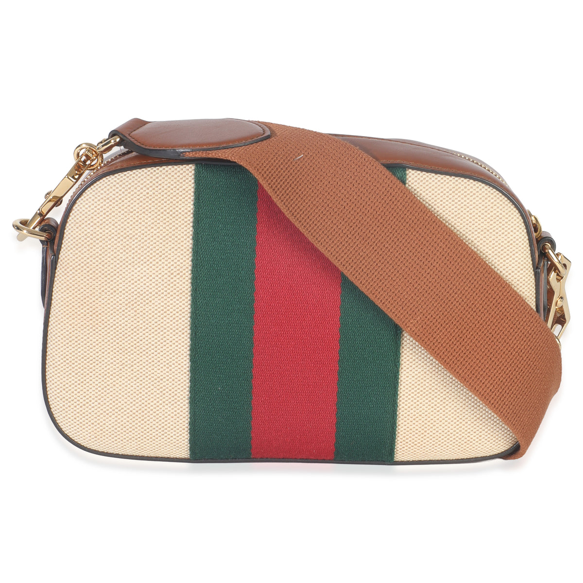 Beige Canvas Vintage GG Web Crossbody Bag