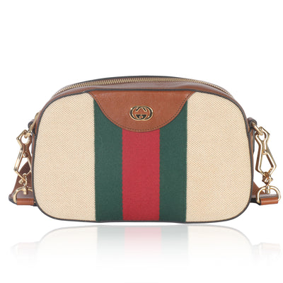 Beige Canvas Vintage GG Web Crossbody Bag