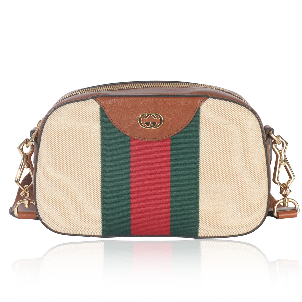 Beige Canvas Vintage GG Web Crossbody Bag